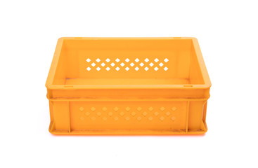 Empty yellow plastic crate