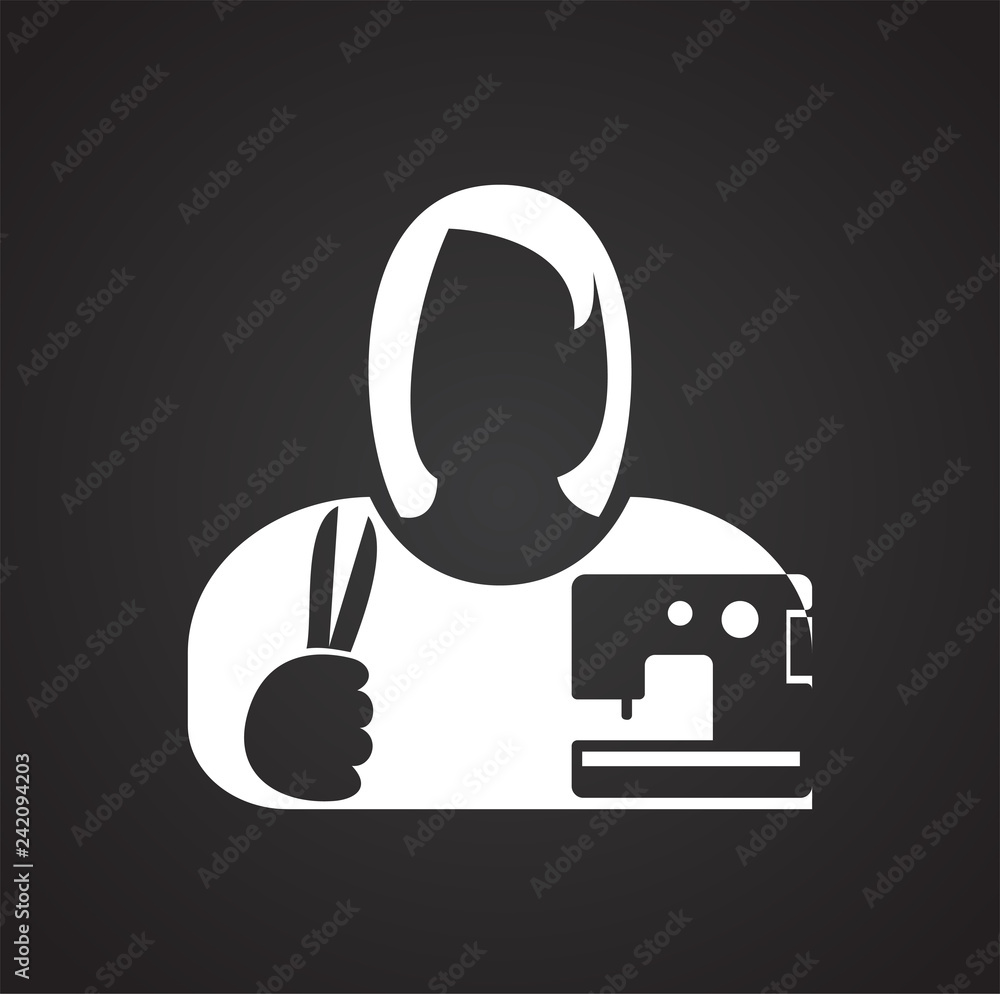 Poster tailor icon on black background for graphic and web design, modern simple vector sign. internet conc