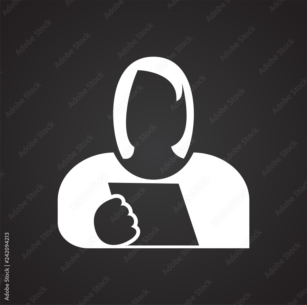 Poster teacher icon on black background for graphic and web design, modern simple vector sign. internet con