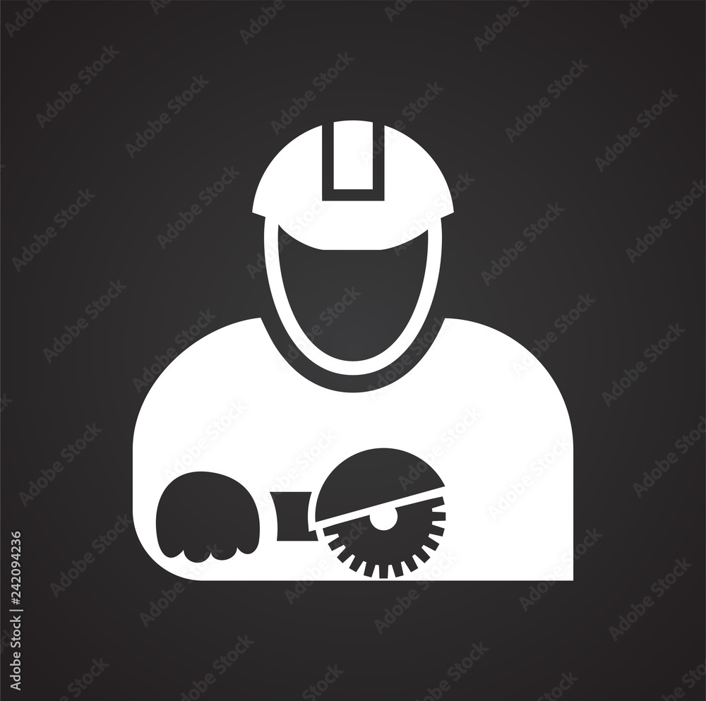 Poster worker icon on black background for graphic and web design, modern simple vector sign. internet conc