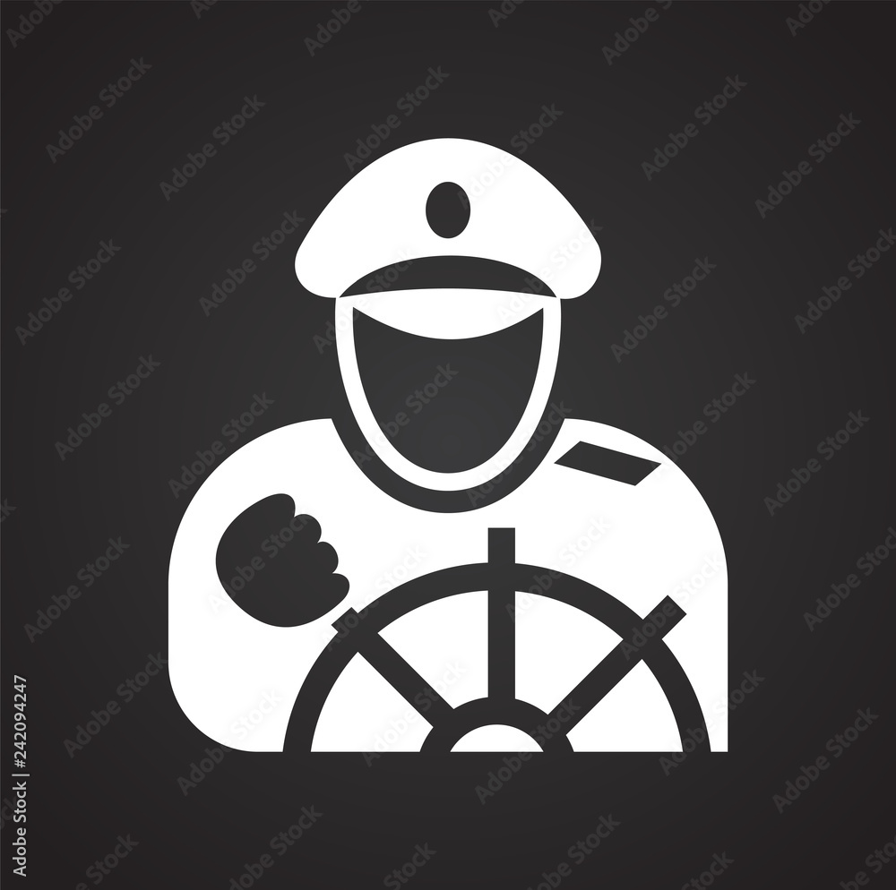 Poster captain icon on black background for graphic and web design, modern simple vector sign. internet con