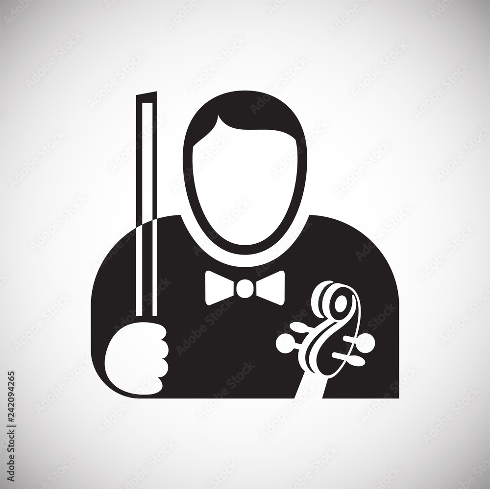 Poster musician icon on white background for graphic and web design, modern simple vector sign. internet co