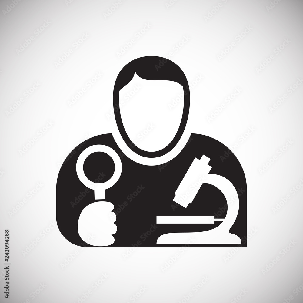 Poster scientist icon on white background for graphic and web design, modern simple vector sign. internet c