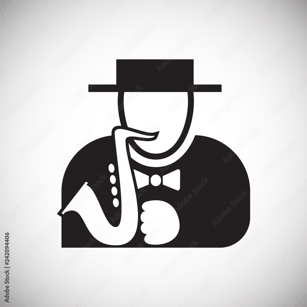 Poster musician icon on white background for graphic and web design, modern simple vector sign. internet co