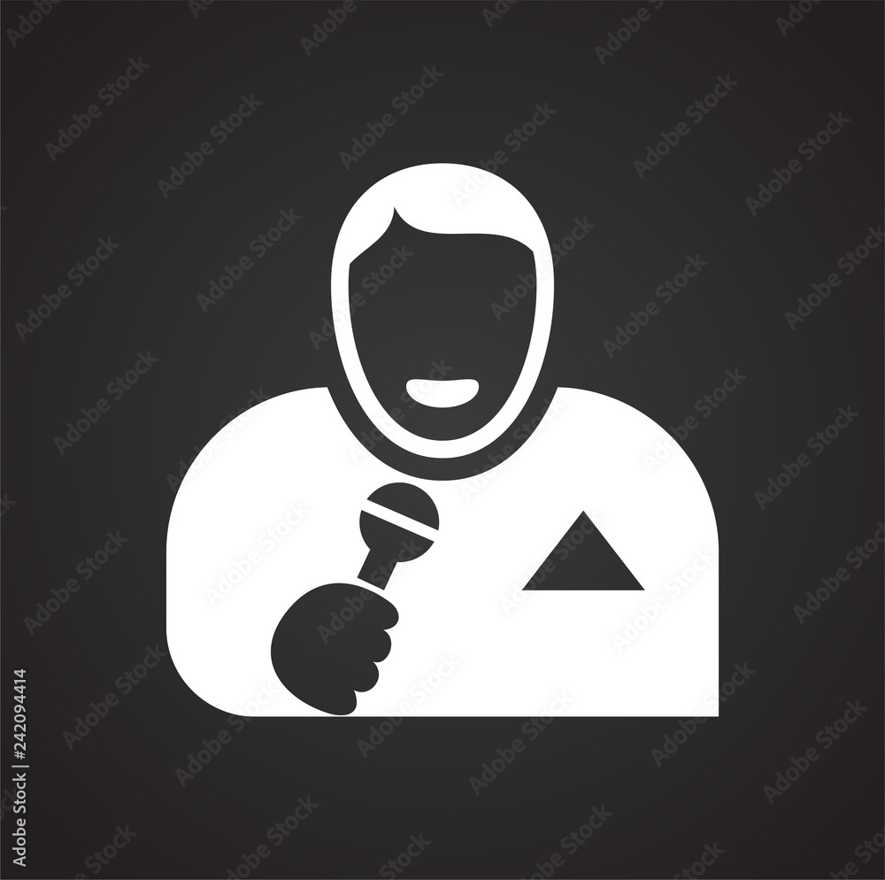 Poster singer icon on black background for graphic and web design, modern simple vector sign. internet conc