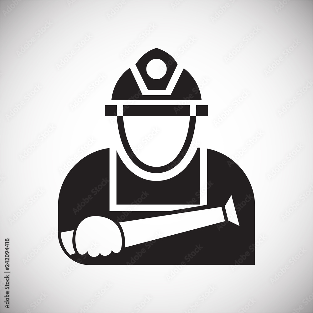 Poster fire fighter icon on white background for graphic and web design, modern simple vector sign. interne