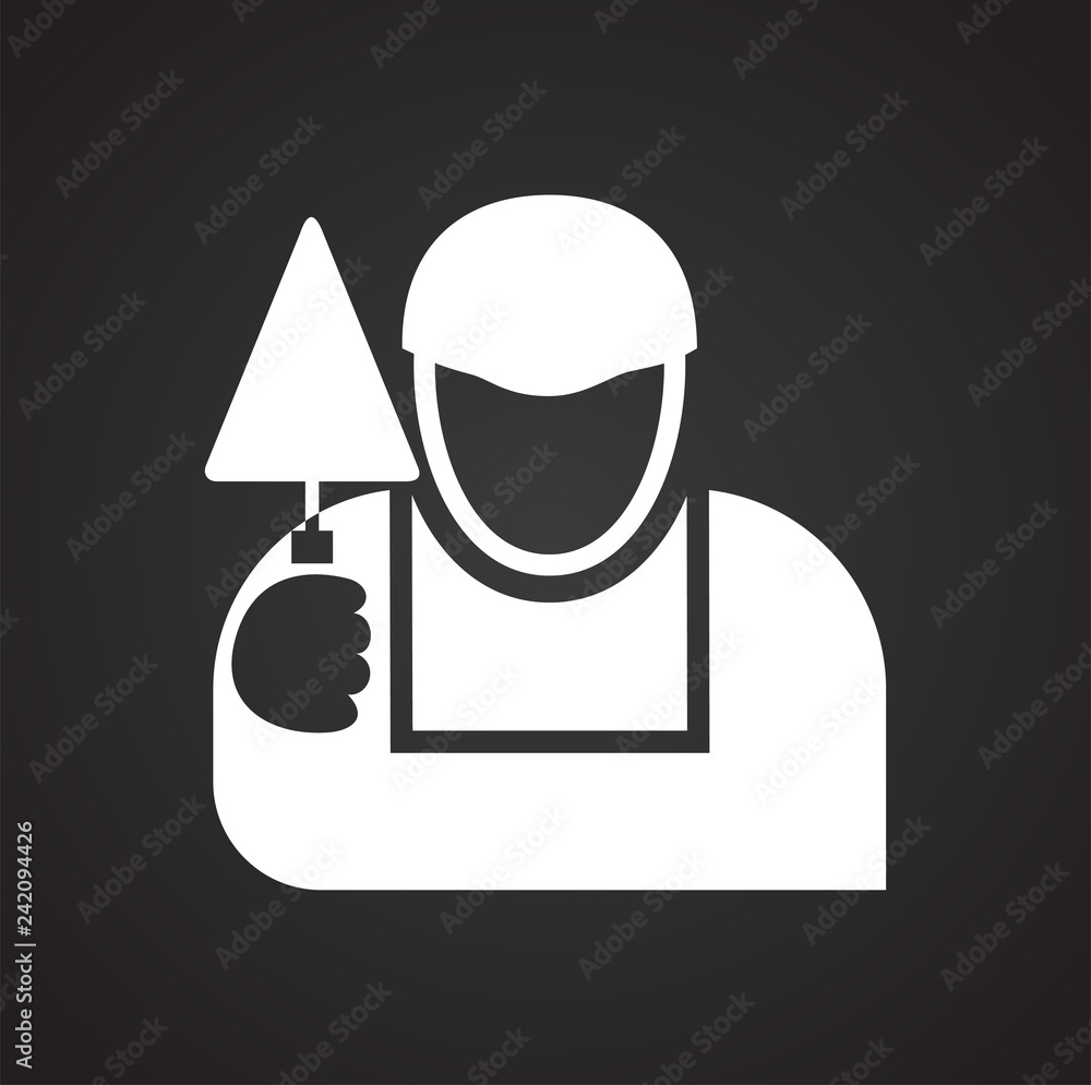 Poster worker icon on black background for graphic and web design, modern simple vector sign. internet conc