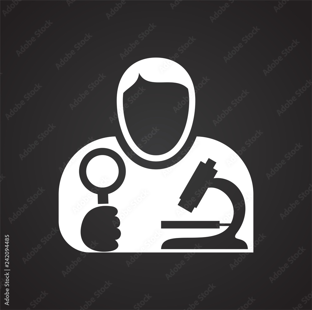 Poster scientist icon on black background for graphic and web design, modern simple vector sign. internet c