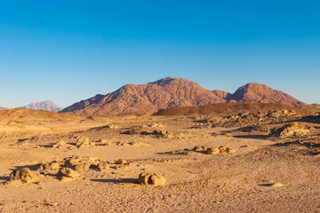 Poster View of Arabian desert and mountain range Red Sea Hills in Egypt © olyasolodenko