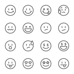 Smiley Face Vector Line Icon Set. Contains such Icons as Happy, Cheeky, Emoji and more. Expanded Stroke