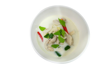 chicken soup with coconut milk mashroom and galangal