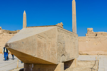 Granite obelisks in a Karnak temple. Luxor, Egypt.