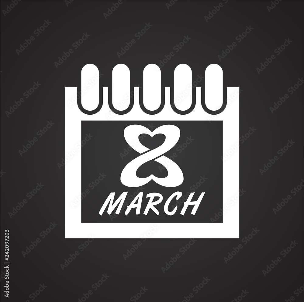 Poster woman day icon on black background for graphic and web design, modern simple vector sign. internet c