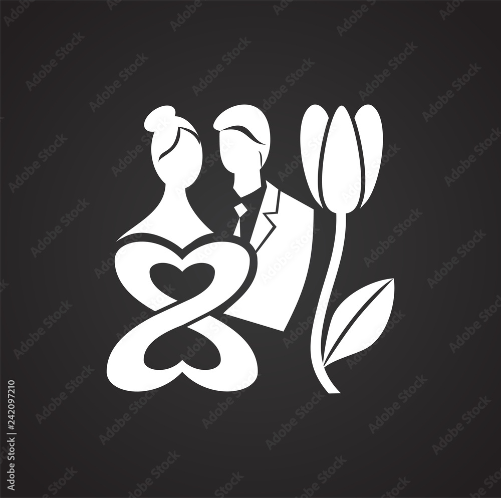 Poster woman day icon on black background for graphic and web design, modern simple vector sign. internet c