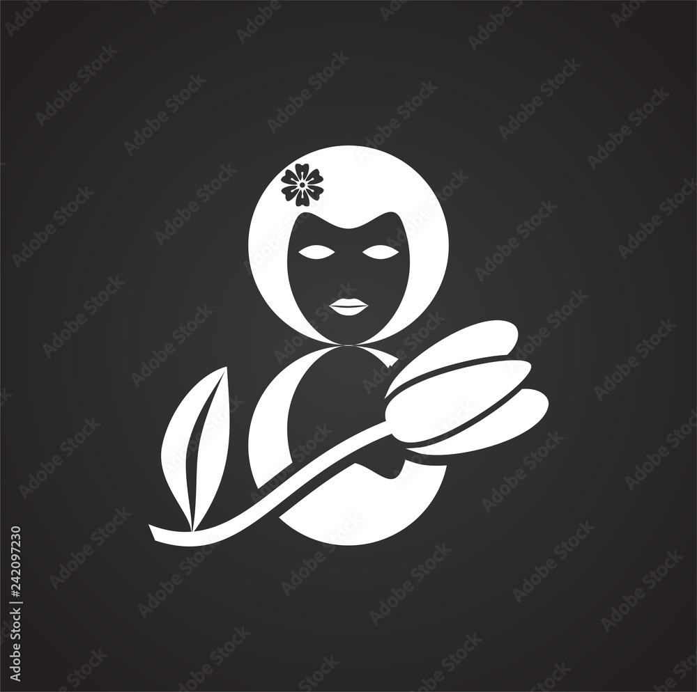Poster woman day icon on black background for graphic and web design, modern simple vector sign. internet c
