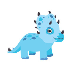Cute blue dinosaur, funny baby dino cartoon character vector Illustration