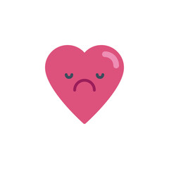 Sad heart face character emoji flat icon, vector sign, colorful pictogram isolated on white. Disappointed Face emoticon symbol, logo illustration. Flat style design