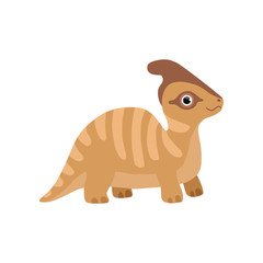 Cute parasaurolophus dinosaur, funny baby dino cartoon character vector Illustration