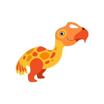 Cute hadrosaurids dinosaur, funny baby dino cartoon character vector Illustration