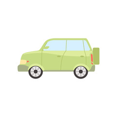 Fototapeta na wymiar Green car, side view vector Illustration isolated on a white background