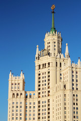 Fototapeta na wymiar The Stalin's skyscraper at Kotelnicheskaya embankment in Moscow 