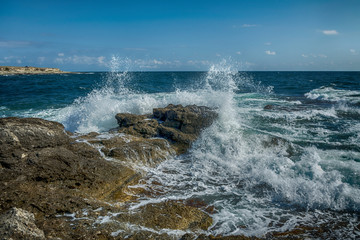 The sea waves.