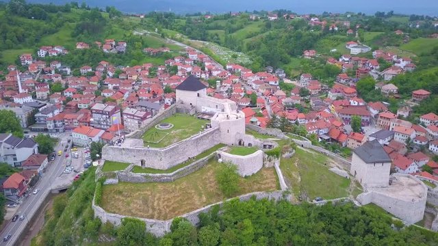 Tesanj castle flying around