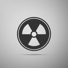 Radioactive icon isolated on grey background. Radioactive toxic symbol. Radiation Hazard sign. Flat design. Vector Illustration