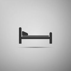 Hospital Bed icon isolated on grey background. Flat design. Vector Illustration