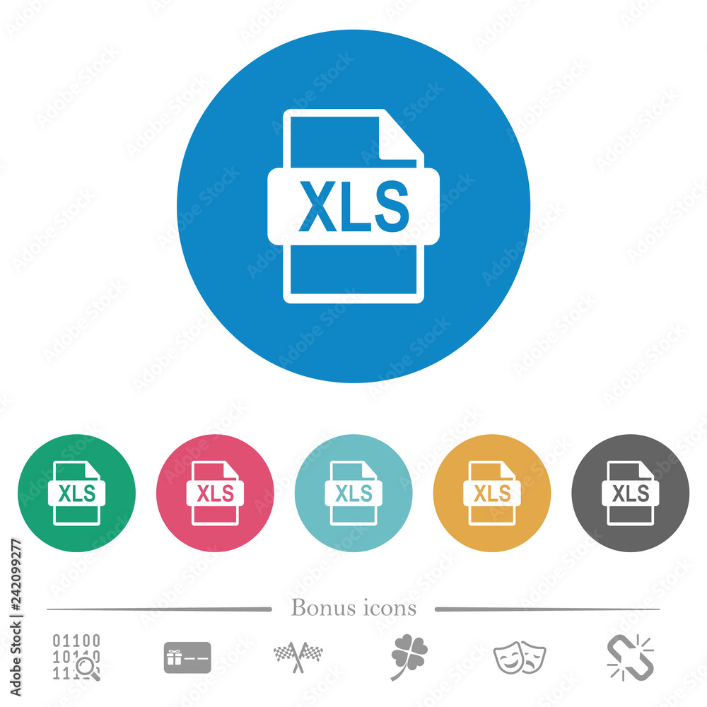 Poster xls file format flat round icons
