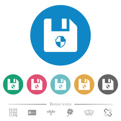 Protect file flat round icons