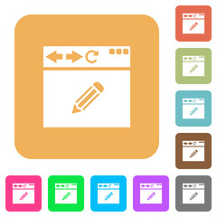 Browser edit rounded square flat icons