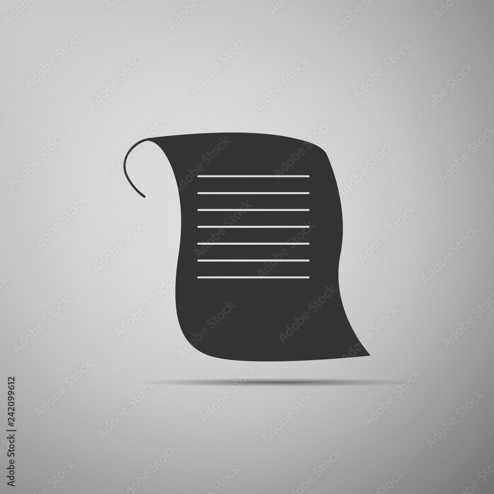 Poster paper scroll icon isolated on grey background. canvas scroll sign. flat design. vector illustration