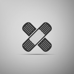 Set Bandage plaster icon isolated on grey background. Medical plaster, adhesive bandage, flexible fabric bandage. Flat design. Vector Illustration