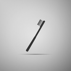 Toothbrush icon isolated on grey background. Flat design. Vector Illustration