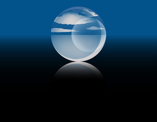 bubble of cloud on ocean surface at night in blue shades