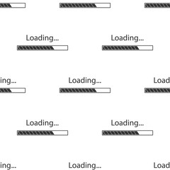 Loading icon seamless pattern on white background. Progress bar icon. Flat design. Vector Illustration
