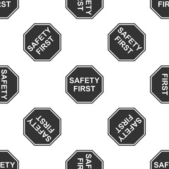Obraz premium Safety First octagonal shape icon seamless pattern on white background. Flat design. Vector Illustration