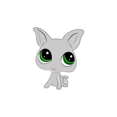 Cartoon gray cat. Vector illustration on white background.