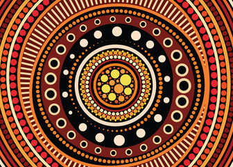 Aboriginal art vector background. Illustration based on aboriginal style of dot painting. 