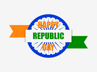 Happy Republic Day of India. National flag and simbol of India. Vector illustration