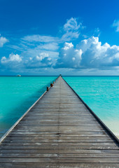 Naklejka premium tropikalna wyspa Malediwy z białą piaszczystą plażą i morzem
