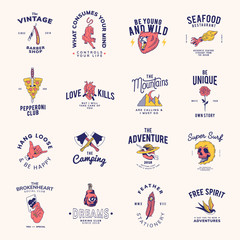Set of vintage badges design vector