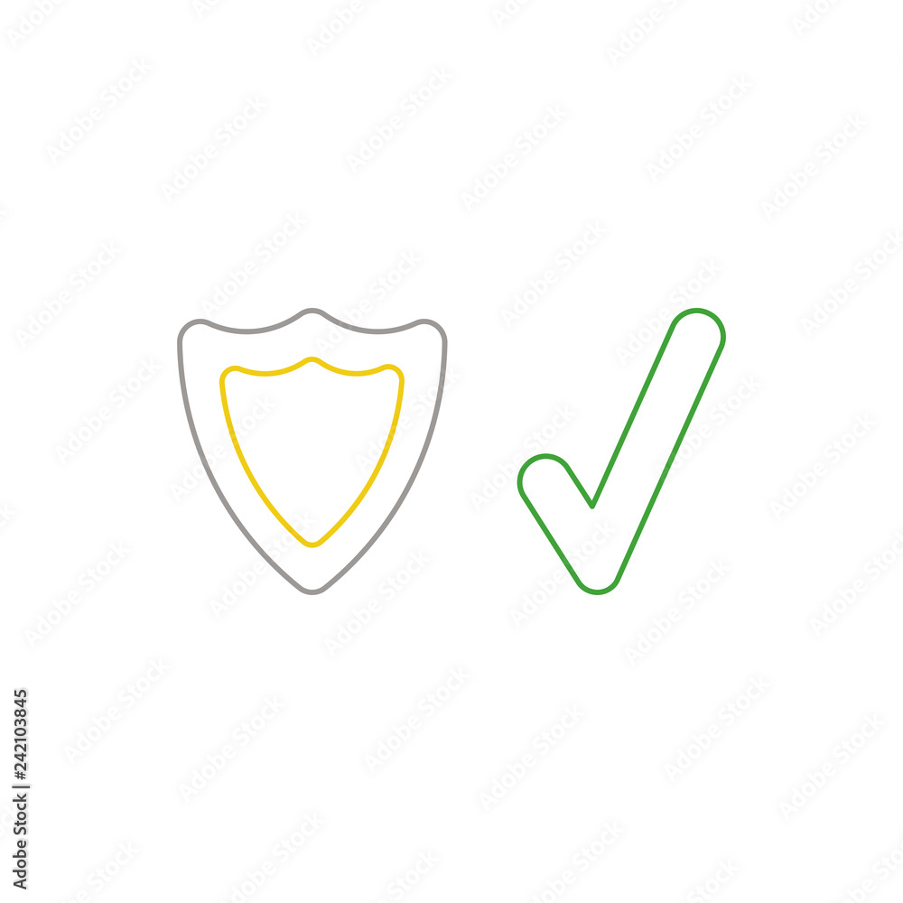 Poster vector icon concept of guard shield with check mark. color outlines.