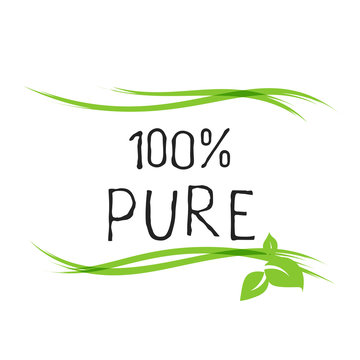 100 Pure label and high quality product badges. Bio healthy Eco food organic, bio and natural product icon. Emblems for cafe, packaging etc. Vector