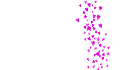 Valentine background with pink glitter hearts. February 14th day.