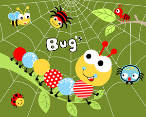 animals cartoon vector with funny bugs