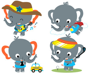 Vector set of elephant cartoon