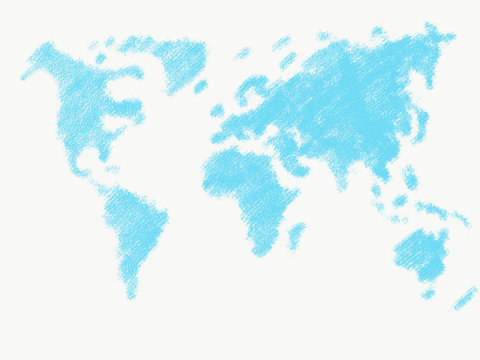 Weltkarte blauer Anstrich