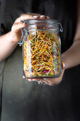 home short raw colored vermicelli in a glass jar